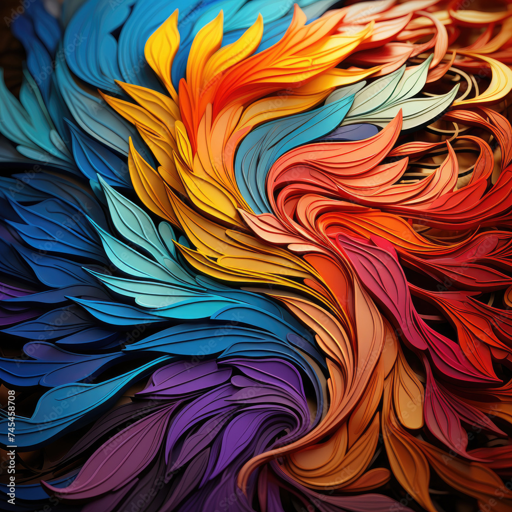 Aufkleber Close up view of a sheet of paper displaying a stunning array of colors in a harmonious arrangement, resembling the beauty of a rainbow