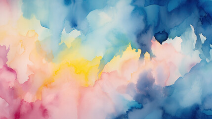 Abstract Watercolor Gradient Background. Blue, Pink, Yellow, Purple Color Splash Wallpaper