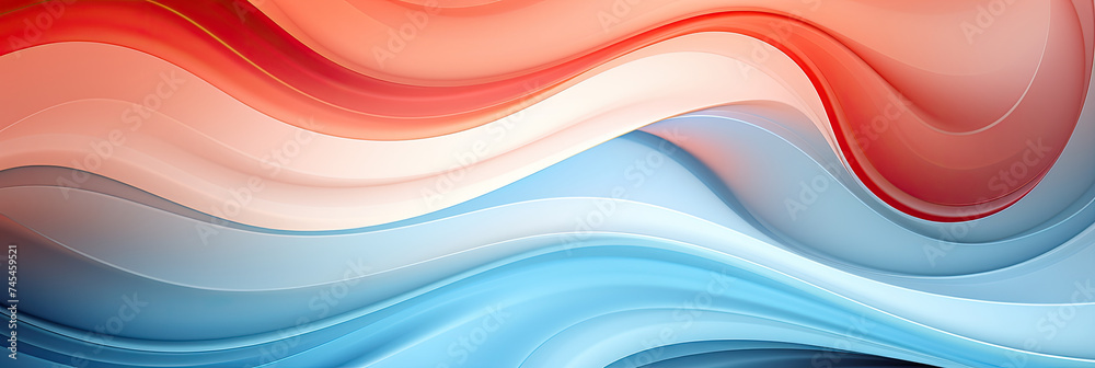 Aufkleber A dynamic display of undulating waves in hues of red, white, and blue, creating a mesmerizing pattern of movement and color
