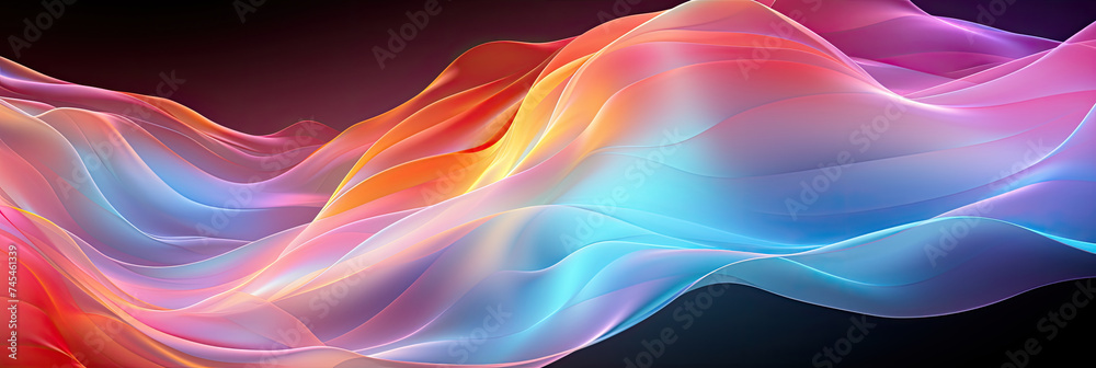 Poster A mesmerizing display of colorful waves undulating and cascading in a digital landscape, creating a dynamic and vivid visual experience