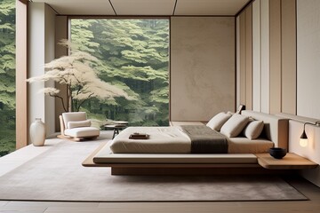 Japanese-Inspired Minimalist Bedroom Ideas: Beige Stucco Walls Heaven