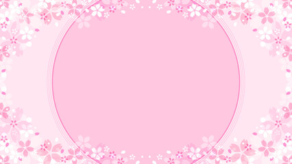 Fototapeta na wymiar 華やかな桜のイラスト背景、フレーム、アスペクト比が16:9