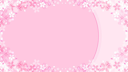 華やかな桜のイラスト背景、フレーム、アスペクト比が16:9