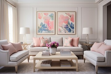 Modern Colonial Living Room Designs: Chic Furniture and Pastel-Colored Cushions Inspiration