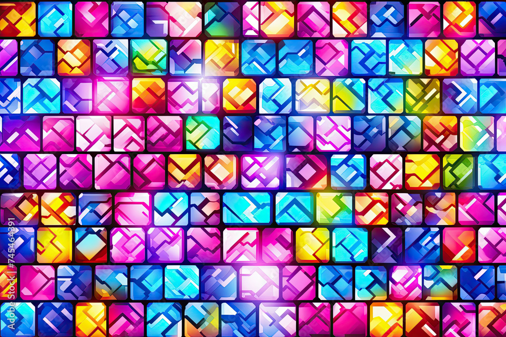 Aufkleber A lively background filled with an assortment of squares in various colors, creating a dynamic and visually captivating mosaic
