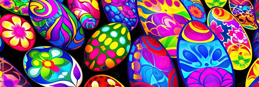 Aufkleber A vibrant group of brightly colored easter eggs are arranged neatly next to each other, creating a stunning display of color and contrast