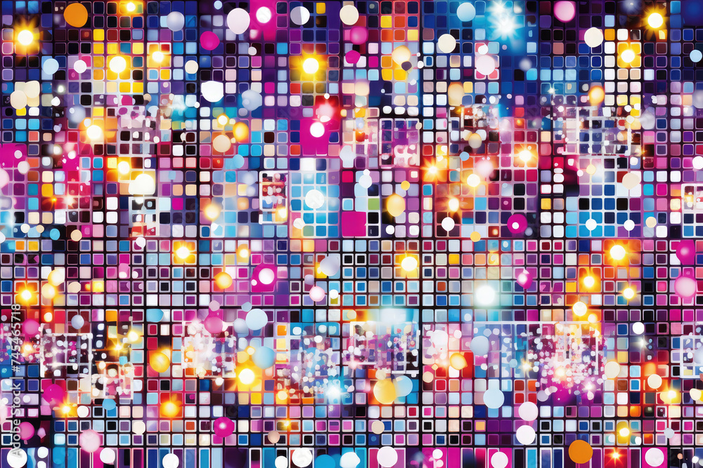 Aufkleber dynamic abstract composition array of colorful squares and dots arranged in a mesmerizing pattern