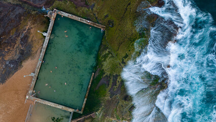 Aerial view of Mona Vale rock pool Sydney Australia © Evan