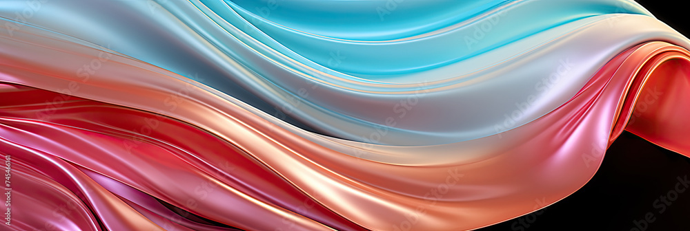 Poster A detailed view of a colorful fabric against a stark black background, showcasing intricate patterns and hues blending harmoniously