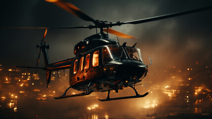 A helicopter in action - obrazy, fototapety, plakaty