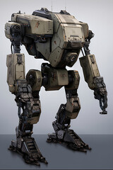A military mech, large machine guns