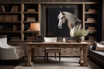 Rustic Revival: Equestrian Home Office Decors Featuring Barn Woods and Horse Motifs