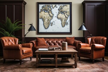 Leather Sofas & Period Accents: Sophisticated Modern Colonial Living Room Designs