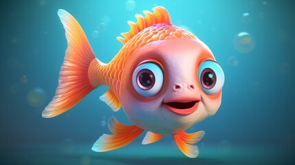 A cute cartoon bela fish character Ai Generative