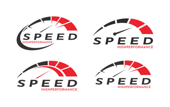 Set of speedometer speed car logo design vector template