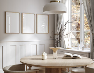 Home mock up, cozy modern kitchen interior background, 3d render - 745467788