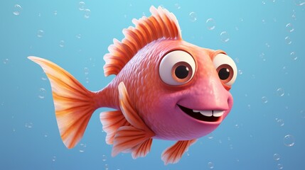 A cute cartoon basa fish character Ai Generative