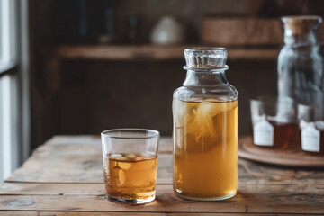 Homemade Fermented Raw Kombucha Tea Ready to Drink