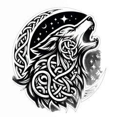 wolf tribe tattoo design illustration