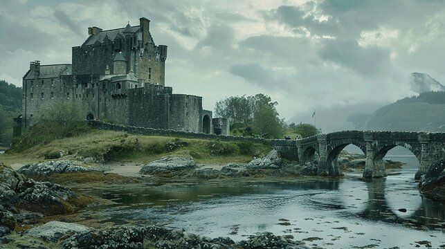 eilean donan castle, scottish highlands,scotland, generative ai, generative, ai