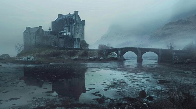 eilean donan castle, scottish highlands,scotland, generative ai, generative, ai