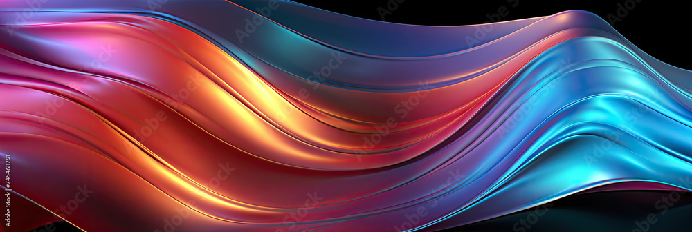 Poster Colorful abstract background featuring a dynamic pattern of wavy lines in a mesmerizing display of creativity and vibrancy
