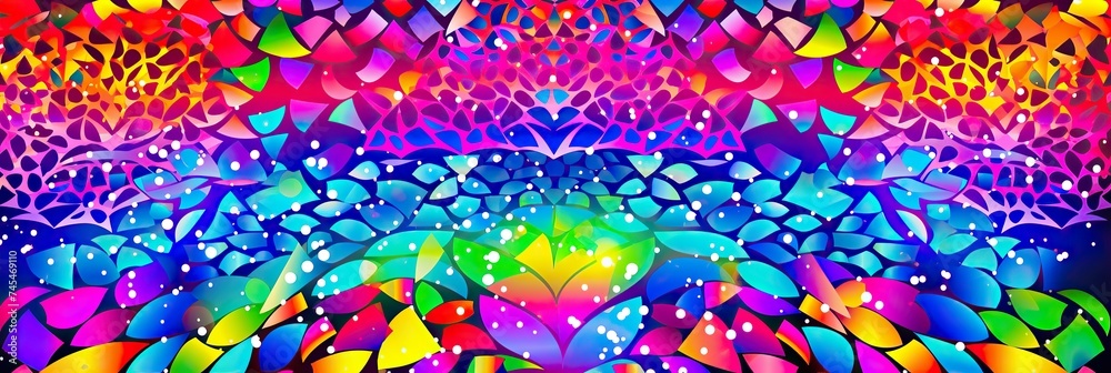 Fototapete A vibrant abstract painting bursting with a multitude of colors, swirling and blending together in a harmonious display of creativity and energy