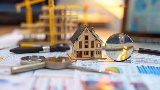 engineer real estate industry, investing stock market real estate. Stock financial index data of construction industry and property development business growth on construction site background image.