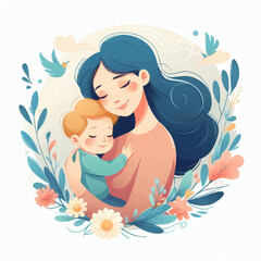 mother and child illustration Mothers day