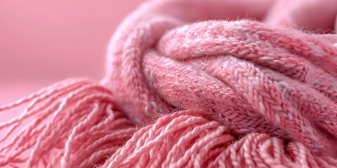 crochet wool pink knitted scarf
