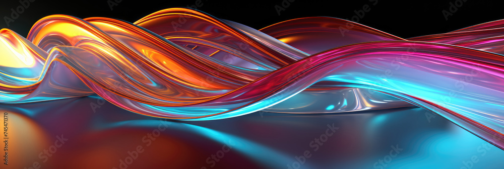 Aufkleber A vibrant multicolored wave of light dances across a deep black background, creating a mesmerizing display of color and movement