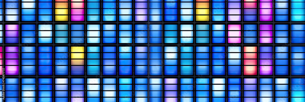 Poster Vibrant squares of various colors create a kaleidoscopic and dynamic pattern, forming a captivating visual feast