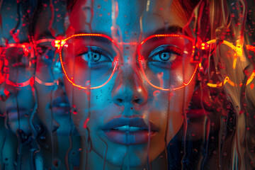 Neon Realism Fashion Portrait with Vibrant Iridescent Colors