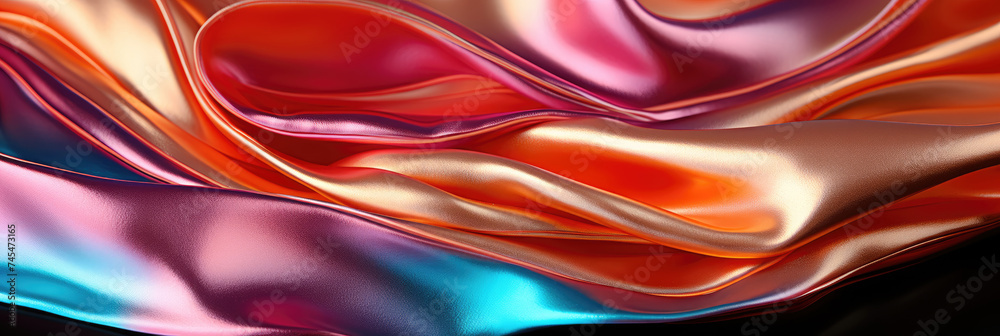 Aufkleber  rich colorful fabric, showcasing intricate patterns and textures in a burst of hues