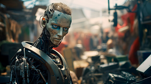 an android, a half-man, half-robot