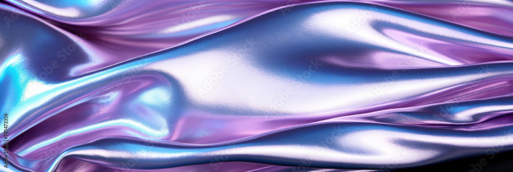 Poster a vibrant close-up of a richly textured purple and blue fabric, showcasing intricate patterns and lu