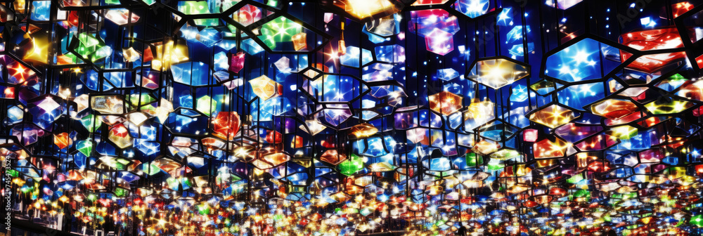 Poster Kaleidoscopic banner of Screens in Modern Art Installation