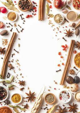 Watercolor Border of Spices Creating Culinary Masterpiece