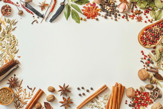 Watercolor Border of Spices Creating Culinary Masterpiece