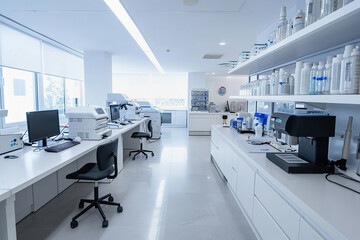Modern medical laboratory with advanced analytical equipment