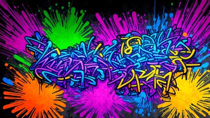 Vibrant Graffiti Art Neon Expression on Urban Canvas graffiti background Colorful street art...