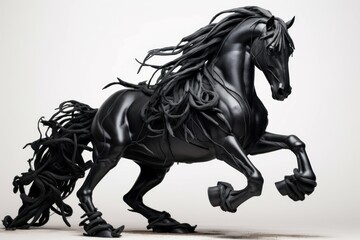 Swift black horse. Sport animal beauty. Generate Ai