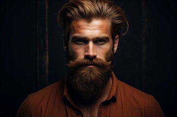 Obraz premium Stylish Model beard man. Beauty portrait. Generate Ai