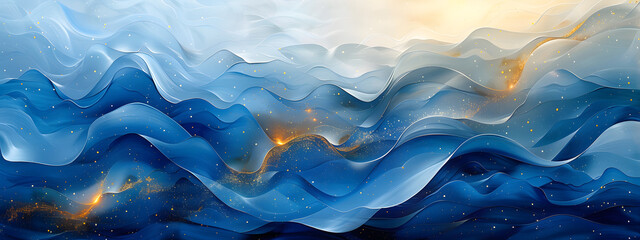 Blue Wave in 3D An Abstract and Creative Background