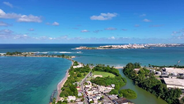 San Juan Puerto Rico Drone Panorama Aerial Flyover