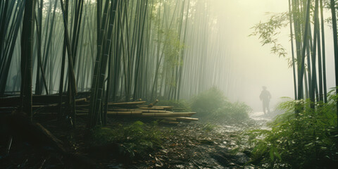 Mystical Trail through Lush Green Woods: A Serene Journey of Nature's Enigmatic Growth
