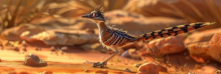 Obraz premium Roadrunner - modern 3D animation style desert bird