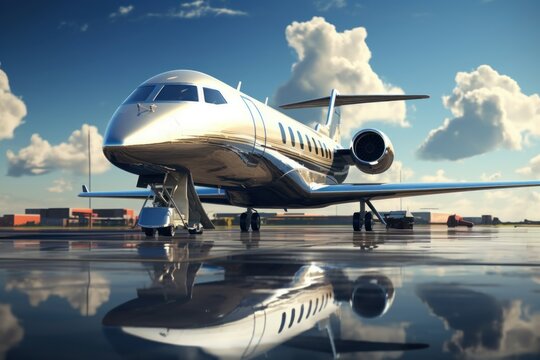 Efficient Modern business jet. Travel corporate. Generate AI