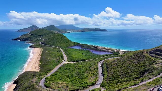 St Kitts Drone Skyline Panorama Aerial Flyover