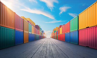  A sea of steel: Shipping containers - obrazy, fototapety, plakaty
